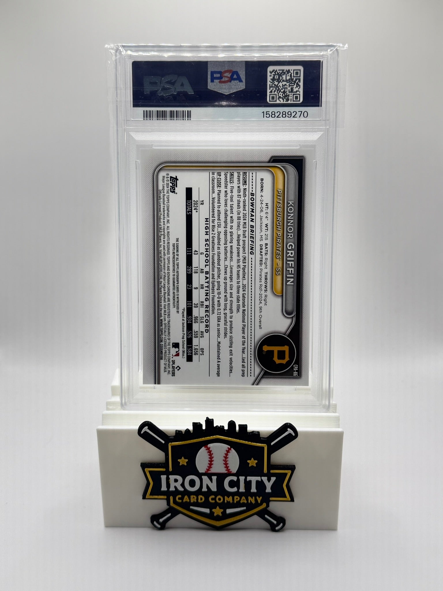 2024 Bowman Draft Konnor Griffin #CPA-KG Chrome Auto PSA 8
