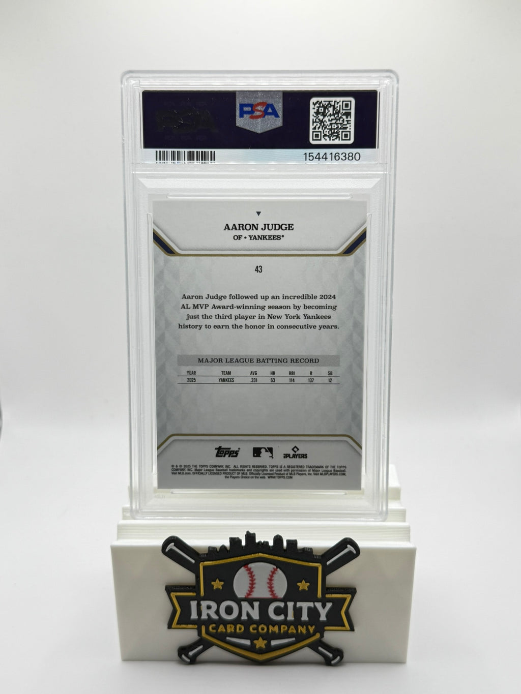 2025 Topps MLB MVP Aaron Judge #43 Name Variation /25 PSA 10