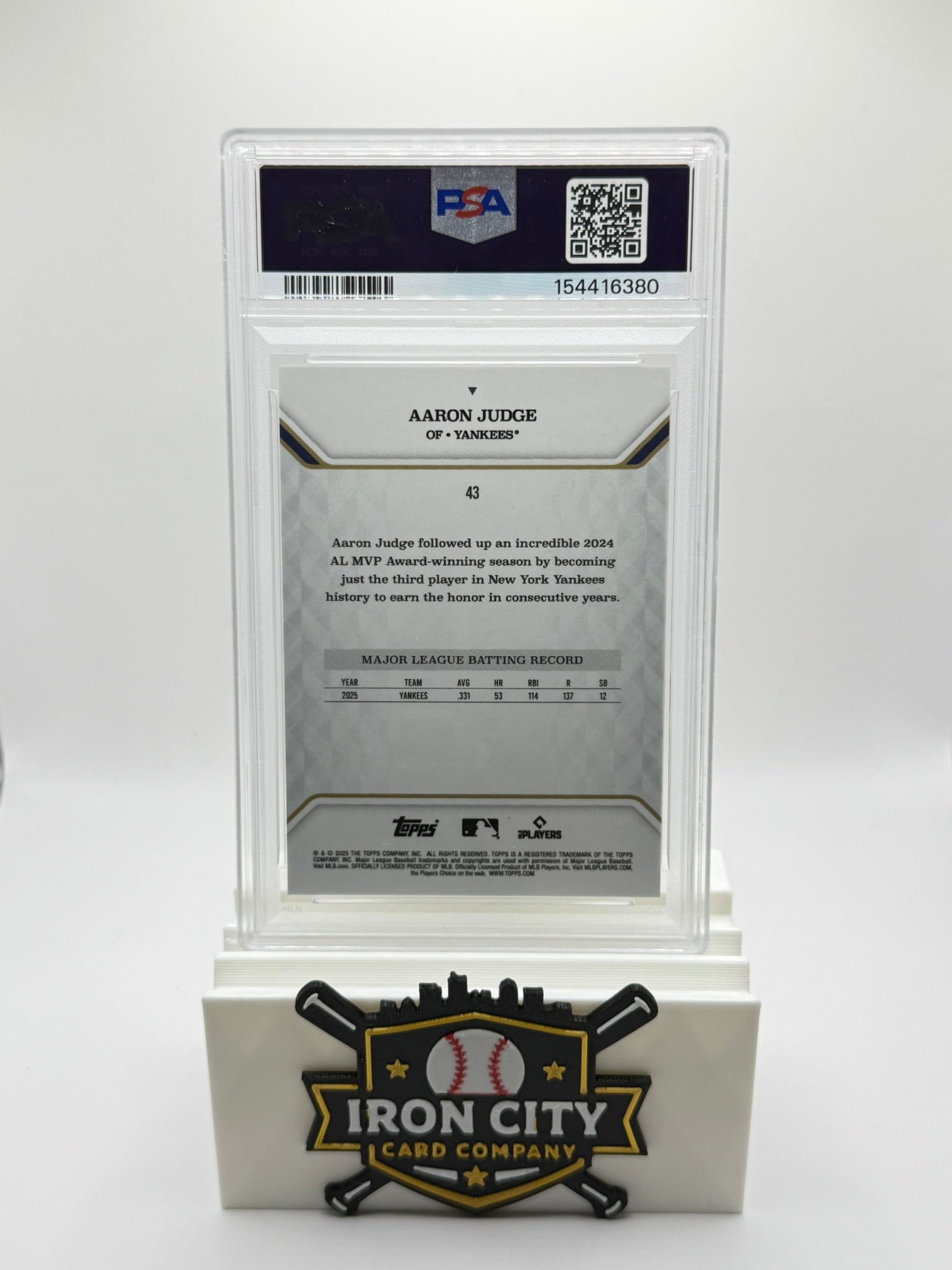 2025 Topps MLB MVP Aaron Judge #43 Name Variation /25 PSA 10