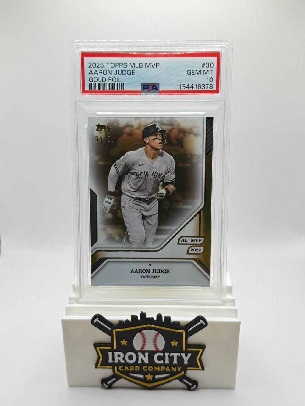 2025 Topps MLB MVP Collection Aaron Judge Gold Foil /50 PSA 10