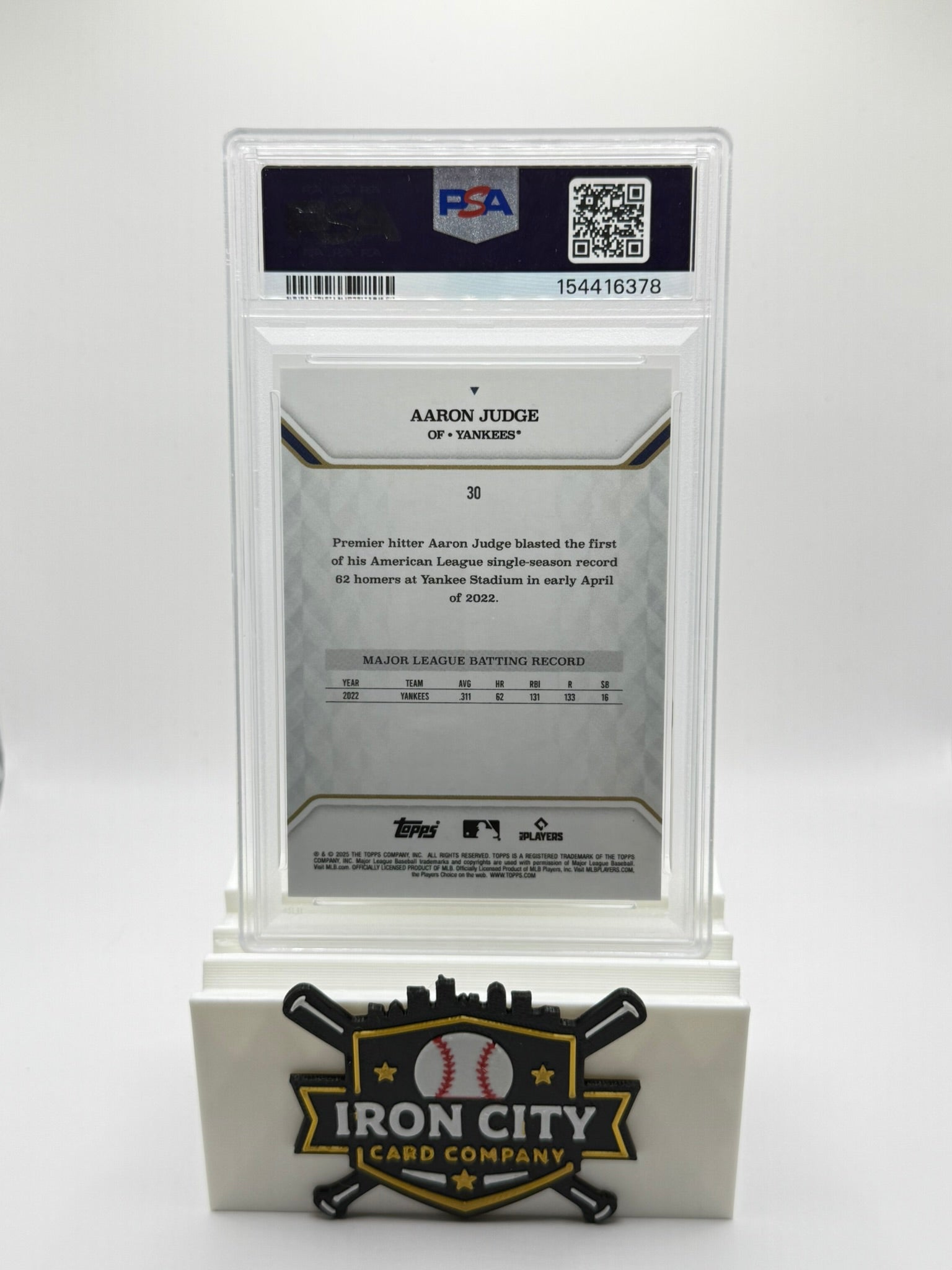 2025 Topps MLB MVP Collection Aaron Judge Gold Foil /50 PSA 10