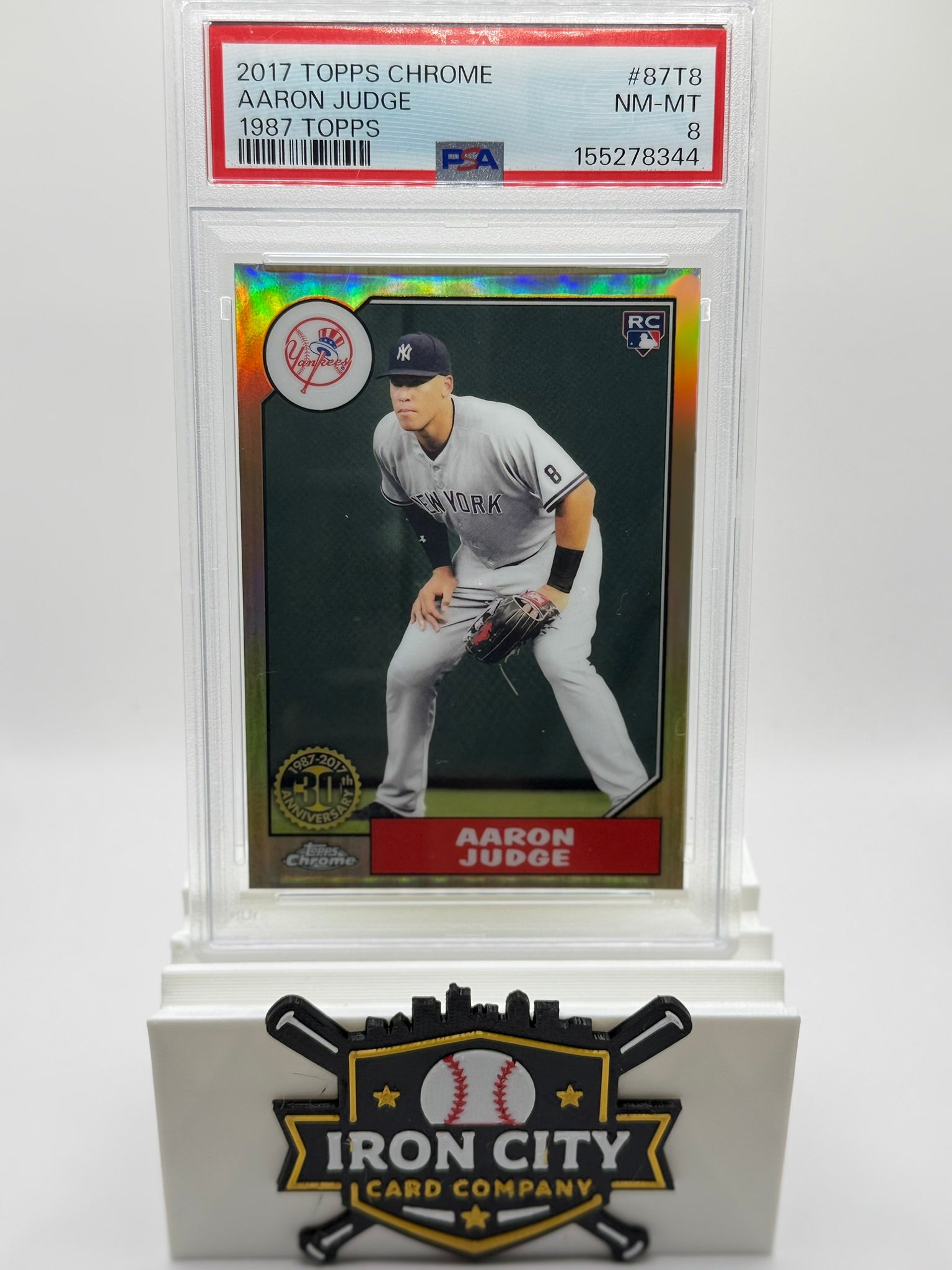 2017 Topps Chrome Aaron Judge 1987 RC Rookie #87T-8 New York Yankees PSA 8