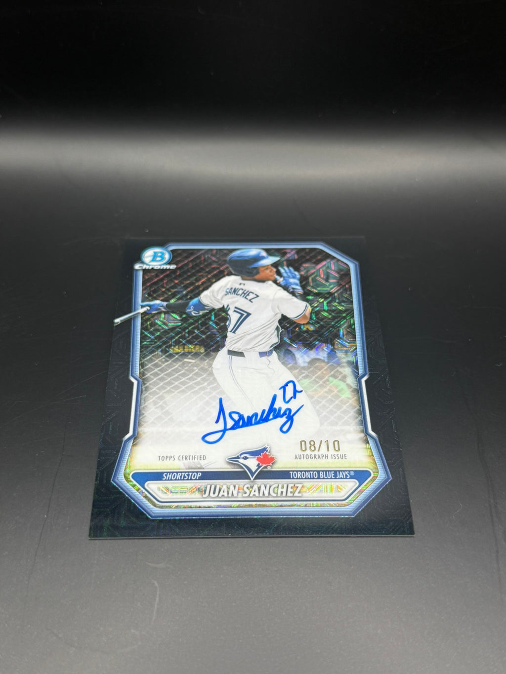 2026 Bowman Chrome Juan Sanchez BMA-JS Mega Box Black Refractor Auto /10