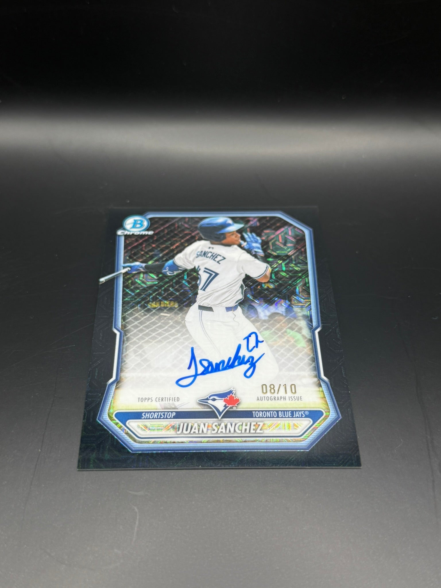 2026 Bowman Chrome Juan Sanchez BMA-JS Mega Box Black Refractor Auto /10