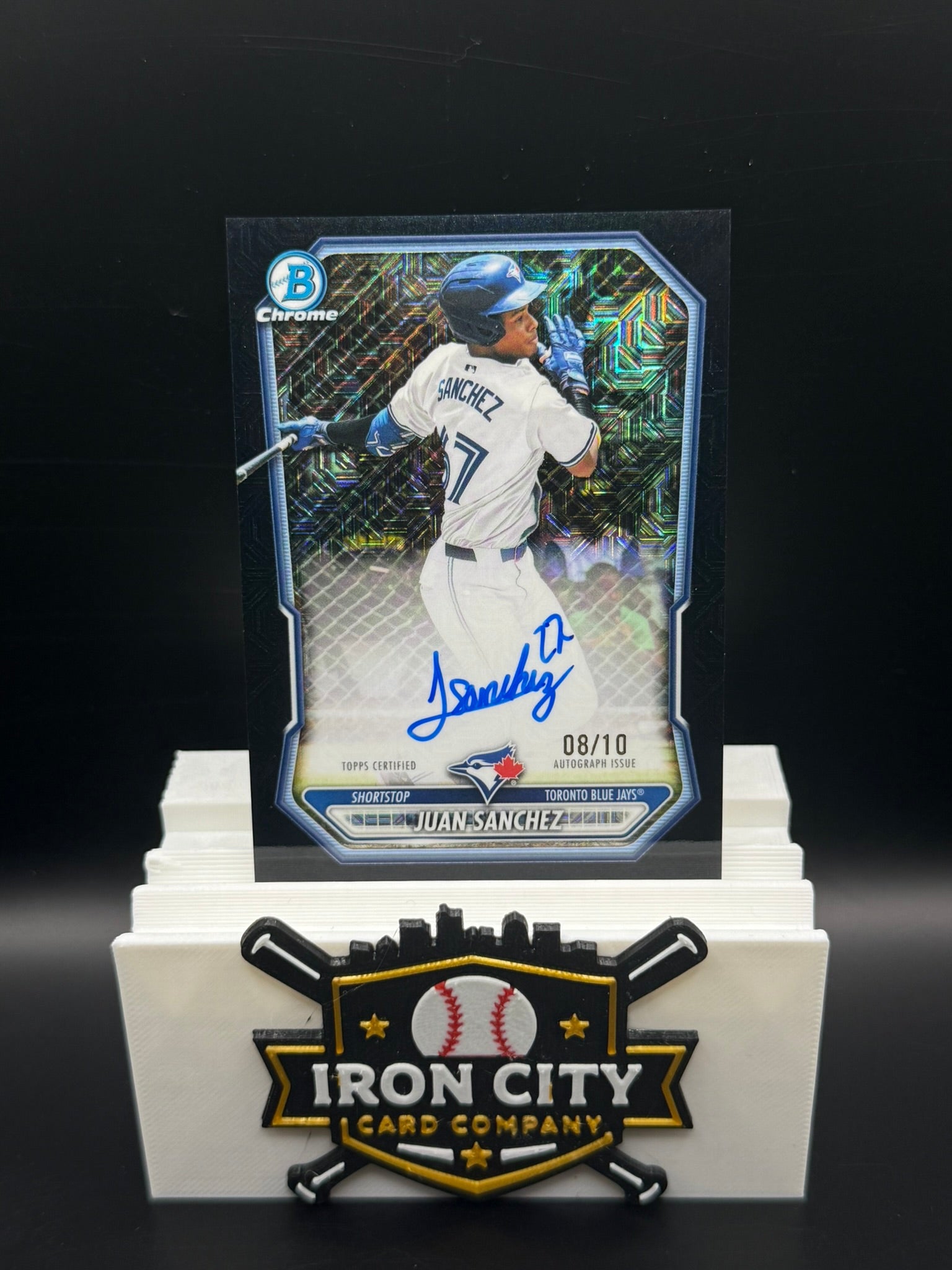 2026 Bowman Chrome Juan Sanchez BMA-JS Mega Box Black Refractor Auto /10