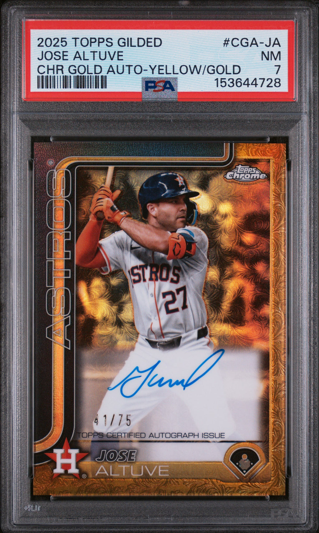 2025 Topps Gilded Collection Jose Altuve - Yellow/Gold /75 - CGA-JA PSA 7