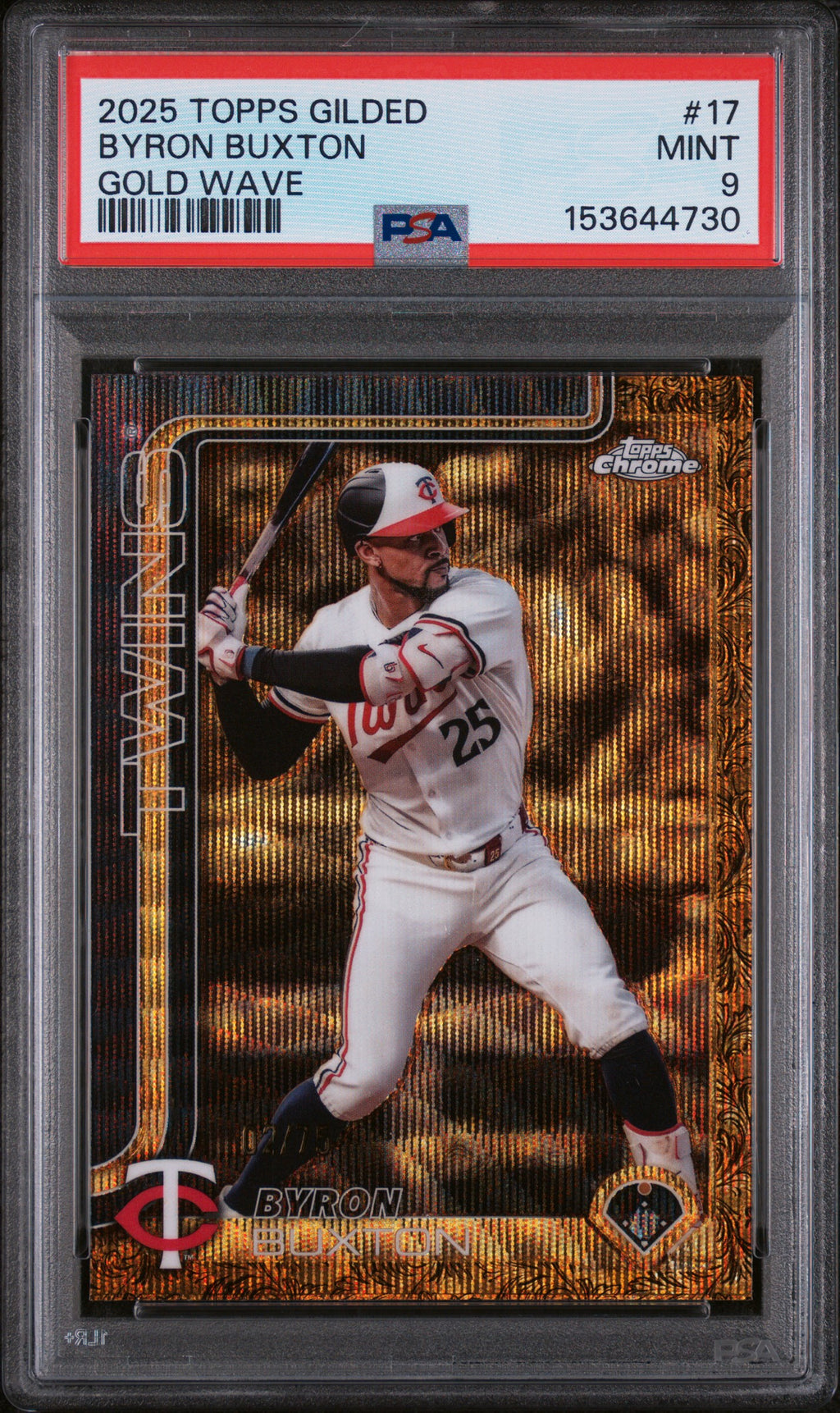 2025 Topps Gilded Collection Byron Buxton - Gold Wave /75 - #17 PSA 9