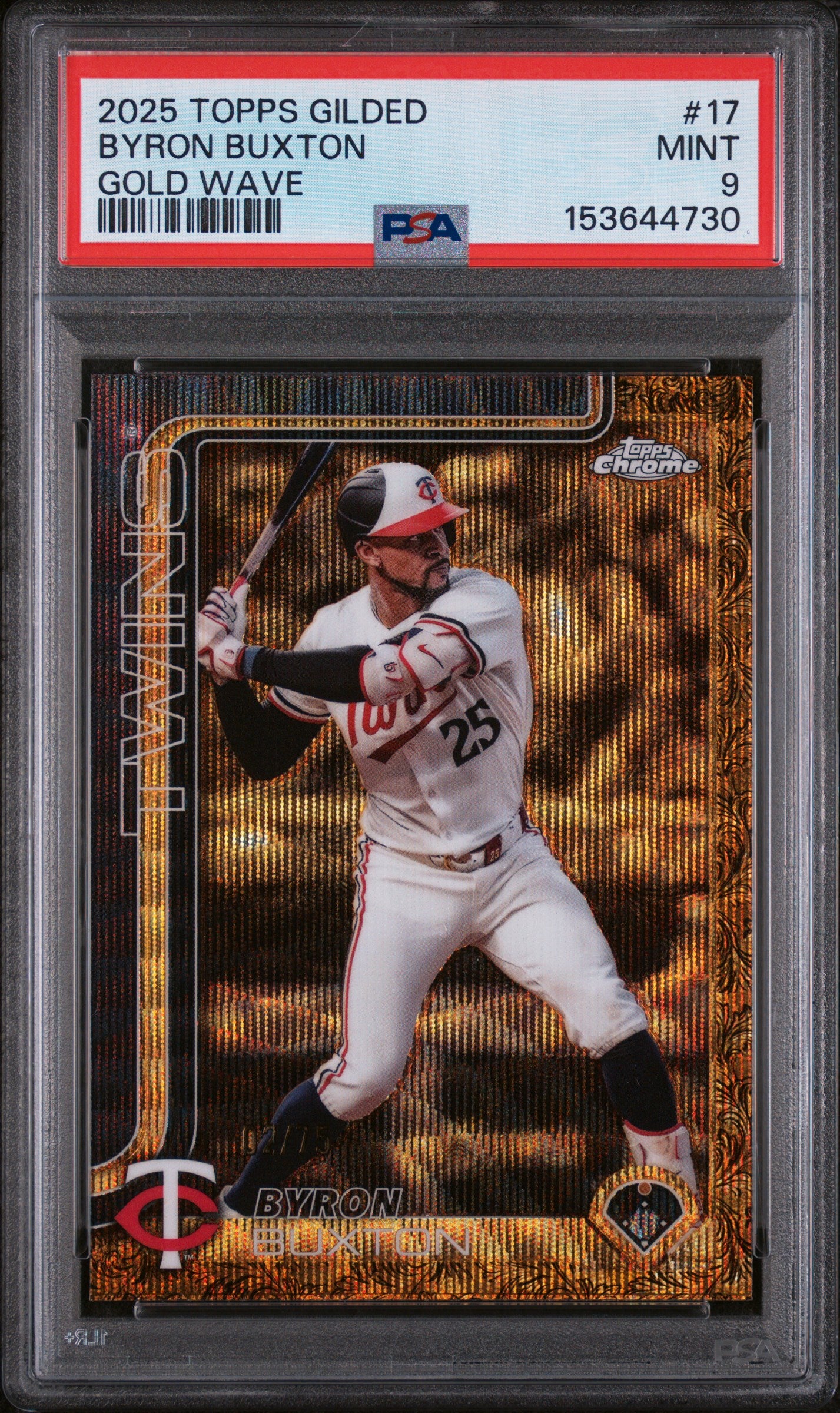 2025 Topps Gilded Collection Byron Buxton - Gold Wave /75 - #17 PSA 9